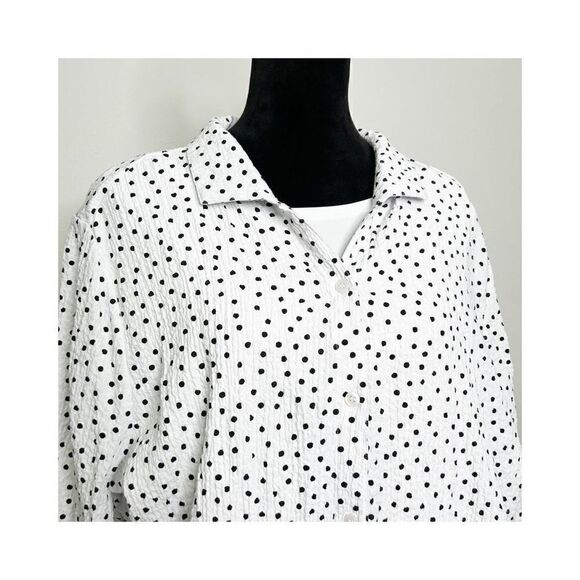 Croft & Barrow Women’s White Black Polka Dot Button Front Inner Tank Top Size 3X - Picture 2 of 13